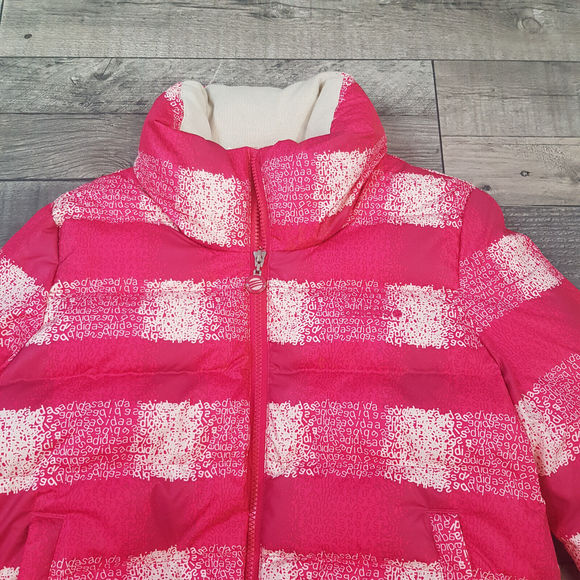 Adidas Neo Womens Plaid Duck Down Puffer Jacket Medium Pink Check Funky BNWT - Picture 3 of 15